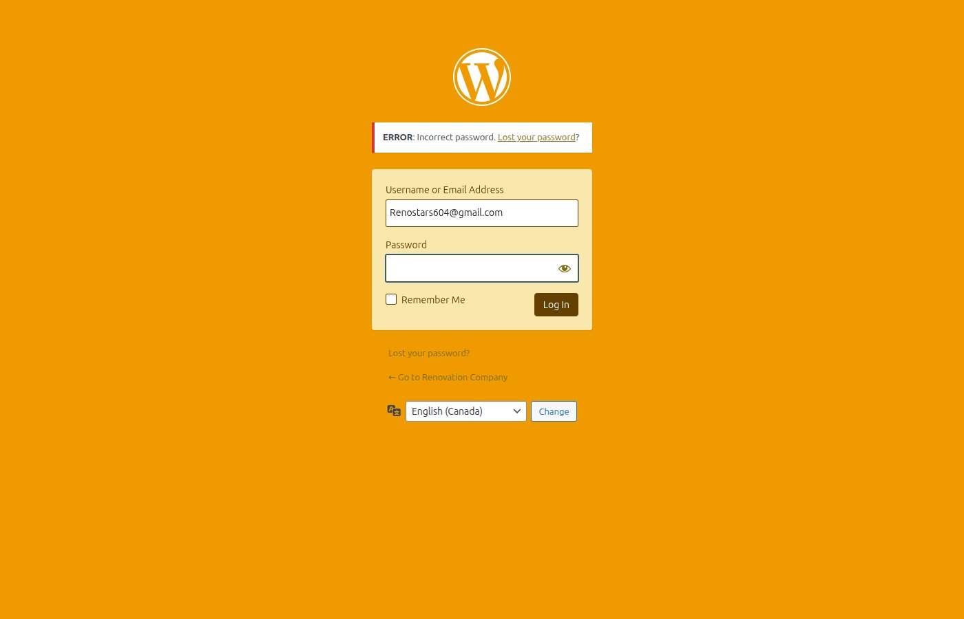 Generic WordPress login and admin